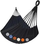 GOCAN Double Hammock 2 Person Extra Large 330X150cm Load Capacity 600Pound Canvas Cotton Hammock for Patio Porch Garden Backyard Lounging Outdoor and Indoor XXL(Black)