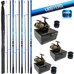 3 LFS Blue Ocean Sea Fishing Rod 15ft 4.5m 3pc + 3 Tiger 8700 Reel 30lb 7+1BB