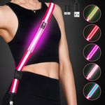 Fitense LED Reflective Belt Sash - 5 Colors & 3 Modes Safety Lights for Walking at Night, High Visibility Rechargeable Light Up Running Gear Adjustable Vest Straps for Walkers Runners Men Women Kids