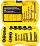 Topec 26Pcs Stripped Screw Extractor Set, Broken Bolt Extractor Kit with Drill Bits, Easy Out Screw Extractor Socket Set for Removing Damaged, Rounded, Rusted Nuts & Screws