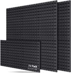 KS Studio Pyramid Acoustic Foam Panels 2"x12"x12" (Black) High Density| Sound Absorber Professional Charcoal | Studio & Home Decreasing Noise and Echoes (72)