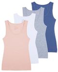 Comfneat Women's 4-Pack Slim-Fit Basic Tanks Cotton Casual Comfy Top Underwear (M, Color-Set-3 4-Pack)