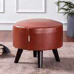 nestroots Ottoman Stool for Living Room Stool for Sitting | Printed Wooden Stool for Bedroom Ottoman pouffes for Sitting (14 inch Tan)