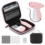 Stitch Gun for Clothes, Mini Stitch Gun for Clothes, Handheld Quick Clothing Fixer, Quick Stitch Sewing Gun Hemming Quilting Tool Kit with 6 Needles, 2500 Black & 2500 White Fasteners (Pink)