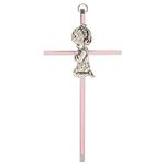 Praying Little Girl Pink 6 Inch Metal Hanging Wall Cross