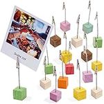 The Twiddlers - 18 Photo Clip Holders, Memo Name Card Table Display Picture Display Stand - Wooden Cube in Assorted Colours for Christmas Decorations