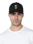 FabSeasons Black Solid Cotton Unisex Baseball Summer Cap & Hat with Adjustable Buckle