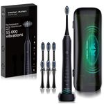 Tristan Auron Electric Toothbrush - 55,000 Vibrations - 5 Modes - 60-Day Battery + incl. Travel case with UV Disinfection + 6 Brush Heads - Sonic Toothbrush Business Class (Black)