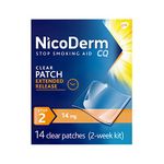 NicoDerm CQ Stop Smoking Aid 14 milligram Clear Nicotine Patches for Quitting Smoking, Step 2, 14 Count