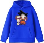 Dragon Ball Z Smiling Chibi Goku Long Sleeve Royal Blue Youth Hooded Sweatshirt-XS