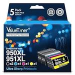 Valuetoner 950XL 951XL for HP 950 951 Ink Cartridges Combo Pack for HP950 HP951 XL for HP Officejet Pro 8600 8610 8615 8630 8640 8100 251DW Printer Ink 950 951 (Black, Cyan, Magenta, Yellow, 5 Pack)