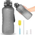 2L Motivational Water Bottle with Time Marker 64oz Big Sports Drinking Jug