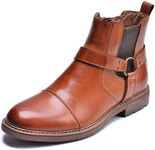 Arkbird Chelsea Ankle Boots, Leather Lined Oxfords for Men with Zipper Brown 11