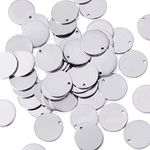 PandaHall 50pcs Stainless Steel Flat Round Blank Stamping Tag Pendants 23x1mm Metal Blank Tags Charms for DIY Jewelry Making