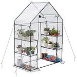 Bramble - Walk in Plastic Greenhouse, 6 Tier Shelves with Easy No Tool Assembly Frames and Clear PVC Covers for Small Garden Growing Plants - H195cm x W143cm x D73cm