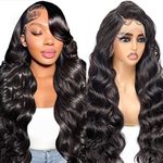 13x6 HD Lace Front Wigs Human Hair, Body Wave Human Hair Wig For Black Women, Glueless Wig Human Hair Pre Plucked With Baby Hair, Black Brazilian Real Human Hair Lace Frontal Wig 22 Inch