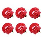 Sanwa 6 pcs OBSF-30 Original Push Button - for Arcade Jamma Video Game & Arcade Joystick Games Console (Red)