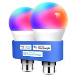 meross Alexa Light Bulbs WiFi Smart Bulbs B22 Bayonet [2 Pack] Compatible with Echo Alexa Google Home Dimmable Warm Light and Multicolor 810Lumens 60W