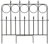 Panacea Arts & Crafts Border Fence, Black, 32" H, Pack of 10 Steel Garden Panels with Classic Finials, Powder Coated Durable Yard Fence, Swing-Out Legs for Stability, Connectable Sections