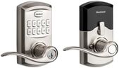 Kwikset SmartCode 917 Keypad Keyless Entry Traditional Residential Electronic Lever Deadbolt Alternative with Tustin Door Handle and SmartKey Security, Satin Nickel