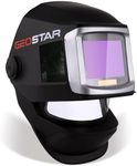 GEOSTAR Auto Darkening Welding Helmet Large Viewing 4.25''x3.07'' with Side View, True Color 4 Arc Sensor Flip Up Design Welding Hood, Solar/Battery Powered Welder Mask for TIG MIG MAG MMA