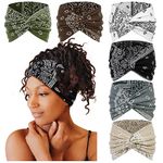 Tobeffect Wide Headbands for Women, 7'' Extra Wide Boho Headbands Fashion Headwraps Stretchy Hairbands Head Scarf Hair Accessories