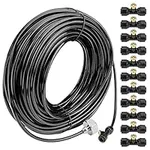 Misting Cooling System 98.4FT (30M) Misting Line + 50 Brass Mist Nozzles + 45 T-Connectors + 1 Faucet Adapters (3/4") Outdoor Mister for Patio Garden Greenhouse Trampoline for Waterpark