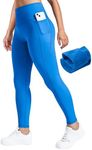 AVGO Womens Fleece Lined Pants, Soft Yoga Leggings Butt Lifting High Waisted Winter Warm Pant with Back Zipper Pocket (Dazzling Blue, X-Small)