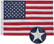 A-ZCOVER American Boat Flag 12x18 Inch Made in USA - with Embroidered Stars Sewn Stripes and 2 Brass Grommets - Heavy Duty Nylon Marine US Flags for July 4 Decorations Outdoor