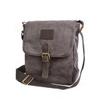 Canvas Messenger Bag TOPWOLF Small Crossbody Bag Casual Travel Working Tools Bag Shoulder Bag Hold Phone Handset Anti Theft (Gray)