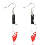 Halloween Earring for Women Red Bloody Knife Earring for Halloween Vampire Costumes Accessories for Teen Girls Gothic Knife Drop Dangle Earrings Halloween Cosplay Party Decorations