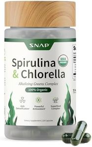 Snap Supplements USDA Organic Spirulina Chlorella Capsules - Green Superfoods for Natural Energy and Metabolic Health, 120 Capsules