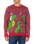 Blizzard Bay Men's Ugly Christmas Sweater Dinosaur, Orange, X-Large