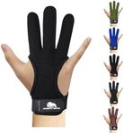 Mighty Musk Archery Glove Geniune Leather Fingers Protector for Experienced Archer | Recurve Arrow Bow Protective Adult Learner | Black 4-Way Stretch Fabric (Black 4-Way Stretch Fabric, Medium)