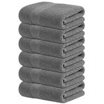 Infinitee Xclusives Premium Hand Towels 6-Pack (40 x 72 cm) – 100% Cotton, Super Absorbent, Quick-Dry Towels for Bathroom, Hotel, Salon & Gym Use |Shadow Grey|