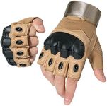 WTACTFUL Tactical Gloves for Men, Summer Motorcycle Cycling Motorbike Driving Riding Hunting Outdoor Work Fingerless Half Finger Gloves Men Women Brown L