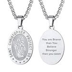 PROSTEEL Personalised Saint Christopher Necklace Men Stainless Steel St Christopher Pendant Protection Medallion Xmas Gift