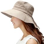 Comhats XL Sun hat Womens Ladies UV Protection Cotton Summer Hat Wide Brim Hats with Neck Flap Safari Outdoor Hats Gardening Hat Chin Strap Packable Khaki Large Head