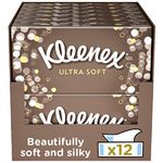 Kleenex Ultra Soft Facial Tissues - Pack of 12 Tissue Boxes - Our Softest Tissue - Supremely Soft And Silky Tissues Designed With Luxury In Mind