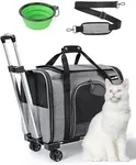 Pecute Cat Carrier with Wheels Large Up to 22lbs with Pet Nest and Bowl, Pet Travel Carrier, Smooth 360° Dual Wheels Pet Rolling Carrier, Comfortable, Breathable and Safe for car Travel Bus Subway