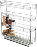 OCG 4-Tier Pull Out Kitchen Cabinet Spice Rack Holder Shelves (8" W x 21" D), Slide Out Slim Storage Wire Baskets for Storage Organization, Narrow Pull Out Storage for Narrow Space