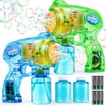 JOYIN 2 Bubble Guns Blaster Kit with 2 Solution for Kids, Automatic Bubble Maker Blower Machine for Favors Outdoor Activity