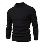 Cooleep Mens Turtleneck Jumper Sweater Slim Fit Knitted Jumpers Thermal Long Sleeve Roll Neck Tops for Men Black XL