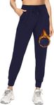 Fleece Lined Sweatpants for Women-Women's Thermal Joggers with Pockets Lounge Pants for Yoga Workout Running Winter Navy Blue