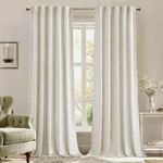 MIULEE Velvet Curtains 90 inches - Luxury Blackout Curtains for Bedroom Living Room Thermal Insulated Super Soft Window Drapes Rod Pocket & Back Tab, Ivory, W52 x L90 inches, 2 Panels