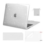 MOSISO Compatible with MacBook Air 13 inch Case M1 2021 2020-2018 A2337 A2179 A1932, Sparkly Glitter Hard Shell for MacBook Air M1 Case 13.3 inch &Keyboard Cover&Screen Protector&Pouch, Transparent