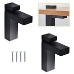 UFURMATE Glass Clamp, 2Pcs L Shaped Adjustable Wood/Glass Shelf Brackets Wall Mounted Glass Holders Supports Solid Metal Floating Glass Clamp Clips, Fit 5-30mm Thick Shelves (Black)