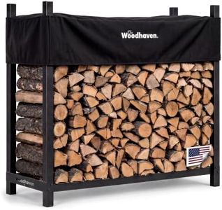 Woodhaven 5-Foot Firewood Rack – American Brand – 1/4 Plus Cord Raised Lumber Storage Rack – Keeps Wood Dry & Ready – Heavy-Duty Steel, Lifetime Structural Warranty (With Cover)