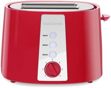 SEEDEEM Toaster 2 Slice, Extra Wide Slot Toaster, 6 Shade Settings, Bread Toaster with Cancel, Defrost, Reheat Function, Extra Wide Slots for Waffle or Bagel, Removable Crumb Tray, 750W, Retro Red