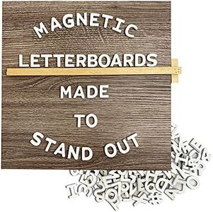 Jut Made Magnetic Letter Board – Changeable Message Sign for Home, Office and Room Décor – 10x10 Inch – Smoke Wood Frame with White Letters